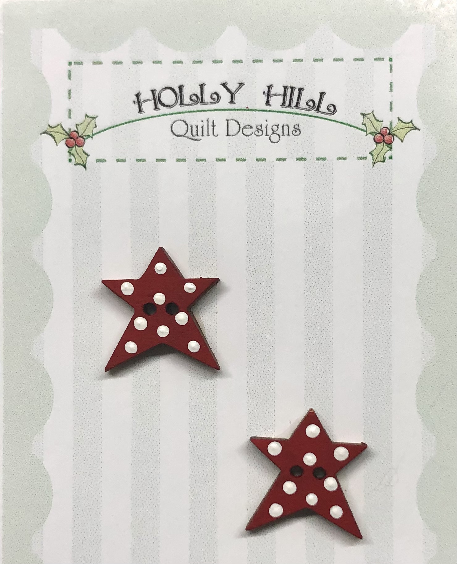 Mary Jane & Friends - The Countdown to the Holidays Ladies Border Block 2 - SANTA'S ARRIVAL PAINTED WOODEN STAR BUTTONS